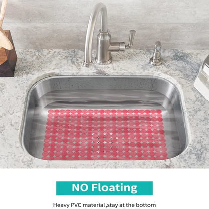 Bligli Round Sink Mats 2-Pack ,Non-Slip PVC Sink Protector, Fits Stainless Steel / Ceramic Sinks,15.7 x 11.8 inch,Fast Draining Dot Design for Kitchen Sink