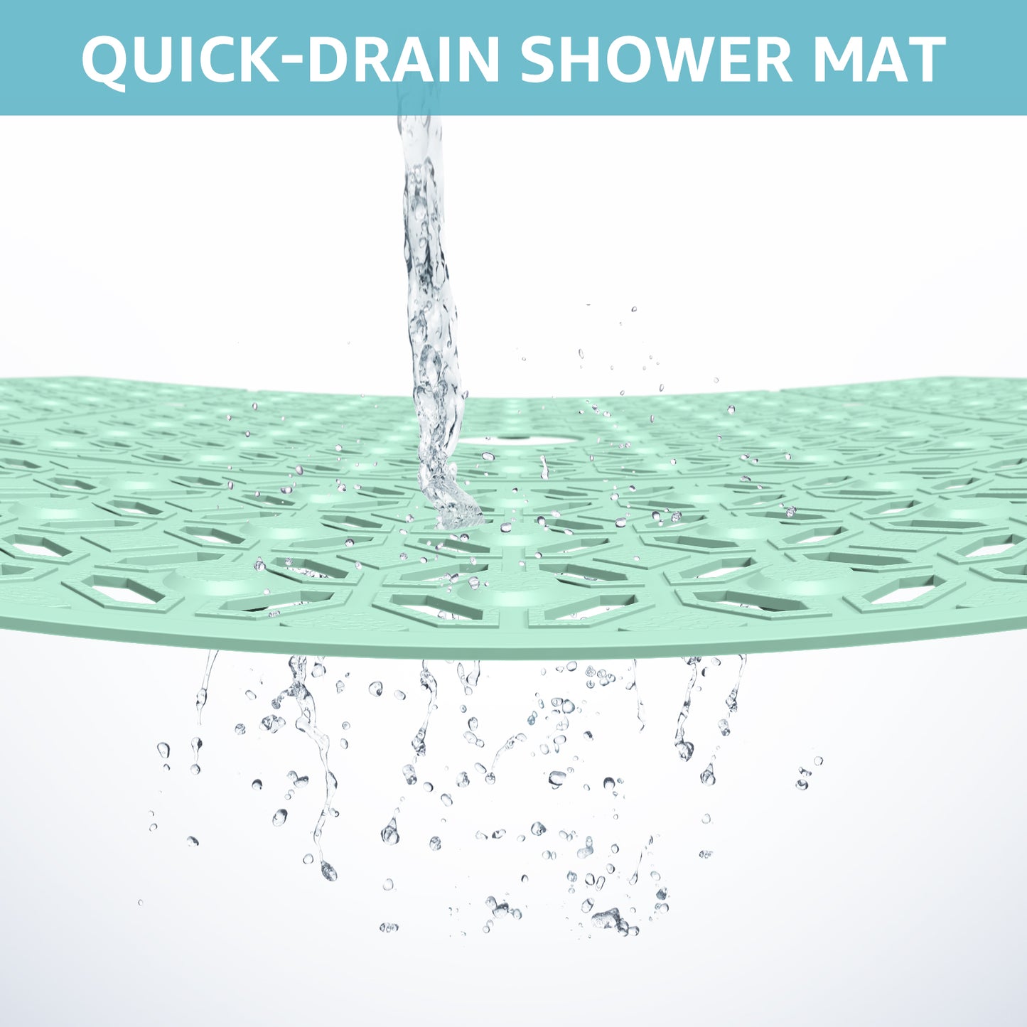 OTHWAY Square Shower Mat, 27"x 27" Extra Large Shower Mats for Inside Shower, TPE Anti Slip Shower Mat with Suction Cups Drain Holes, Machine Washable Shower Floor Mat