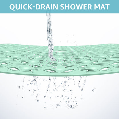 OTHWAY Square Shower Mat, 27"x 27" Extra Large Shower Mats for Inside Shower, TPE Anti Slip Shower Mat with Suction Cups Drain Holes, Machine Washable Shower Floor Mat