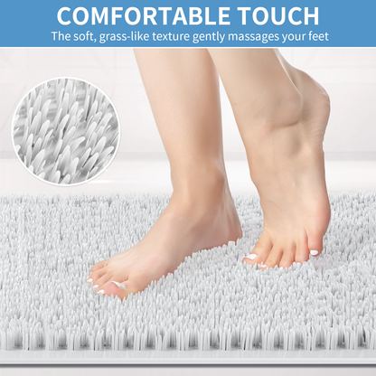 Yolife Non-Slip Grass Bath Mat with Strong Suction Cups, 27.5" x 15.7" Quick-Drain Shower Floor Mat for Foot Scrubbing & Massage