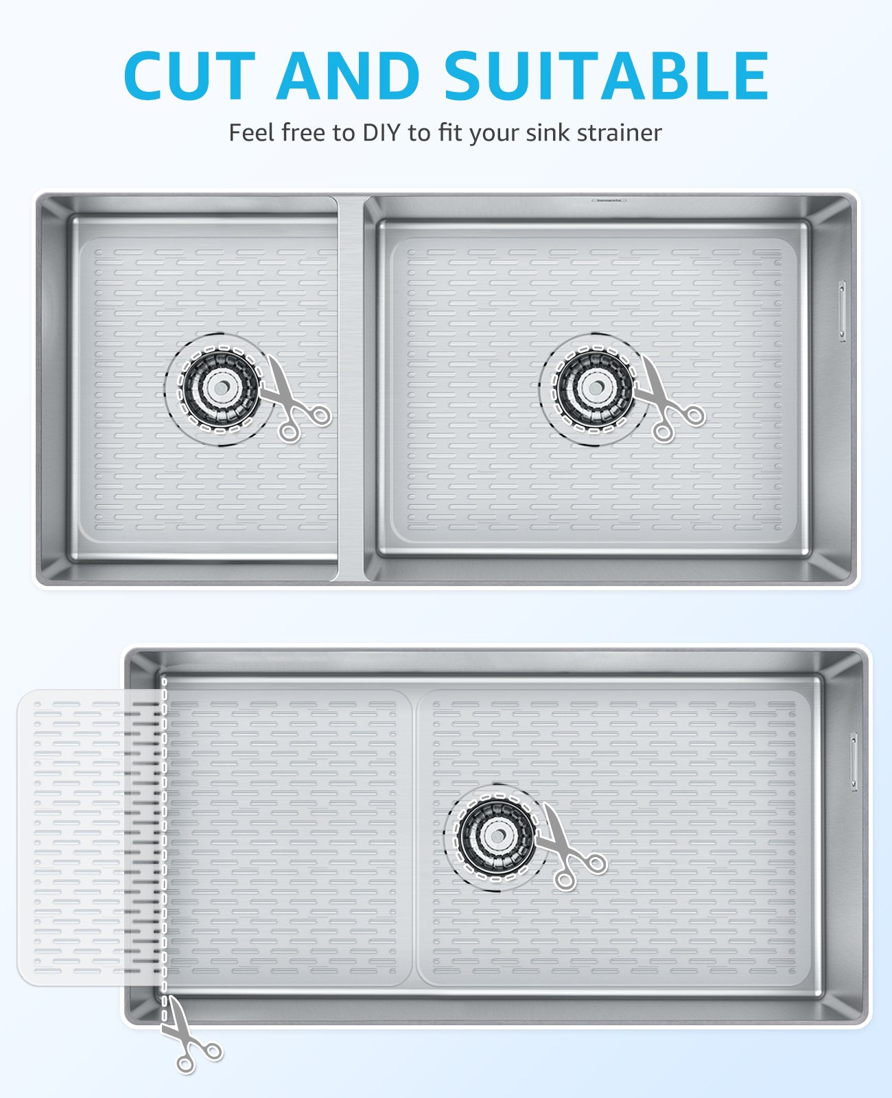 Bligli 15.7x11.8inch Kitchen Sink Mat, PVC Eco-Friendly Bottom Protector with Fast Drain & Anti-Slip