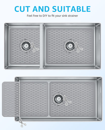 Bligli 15.7x11.8inch Kitchen Sink Mat, PVC Eco-Friendly Bottom Protector with Fast Drain & Anti-Slip