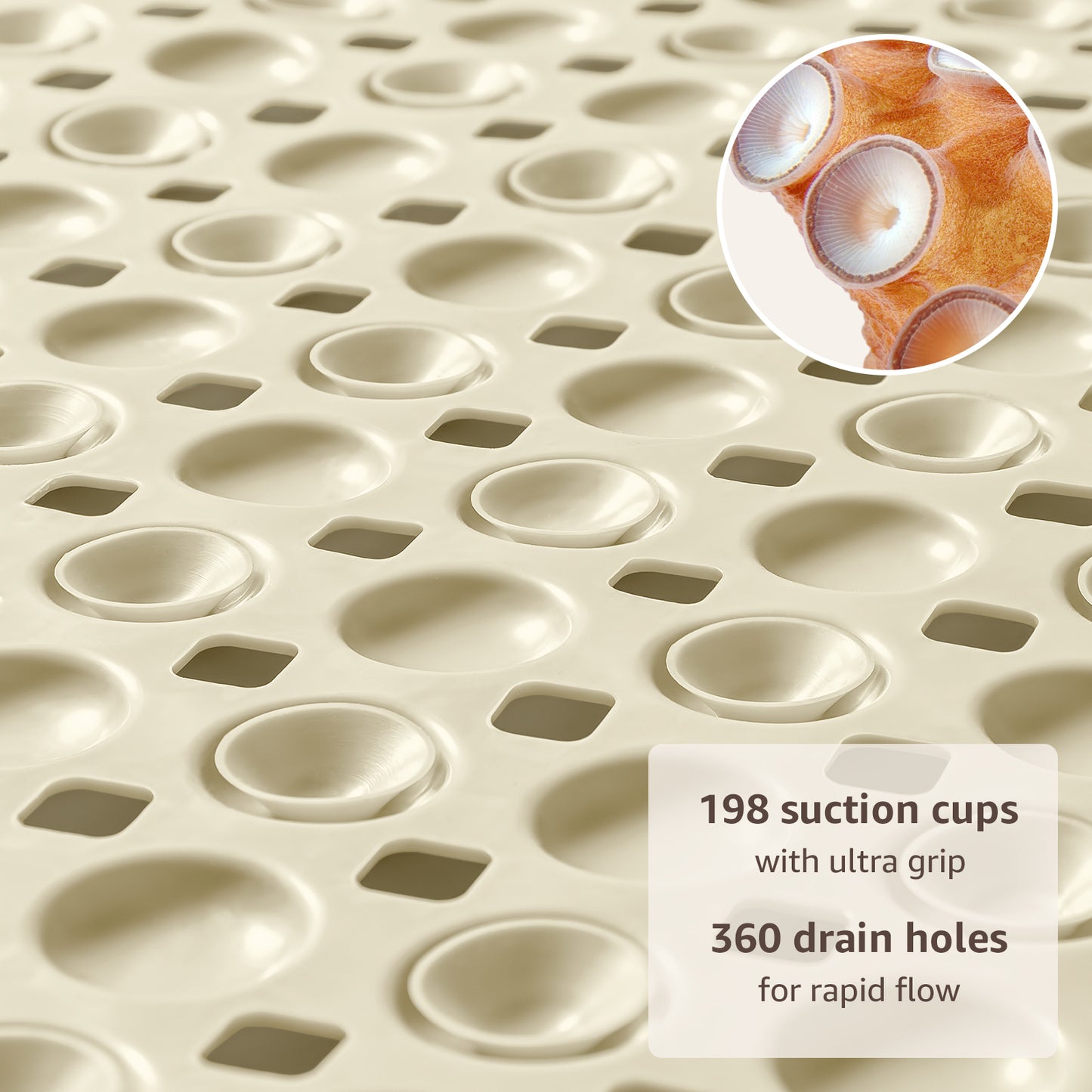 OTHWAY Non Slip Bath Tub Shower Mat with Suction Cups, Drain Holes, Bathtub Floor Liner Mats for Inside Shower Bathroom, Machine Washable, Soft on Feet, 35x16 Inch