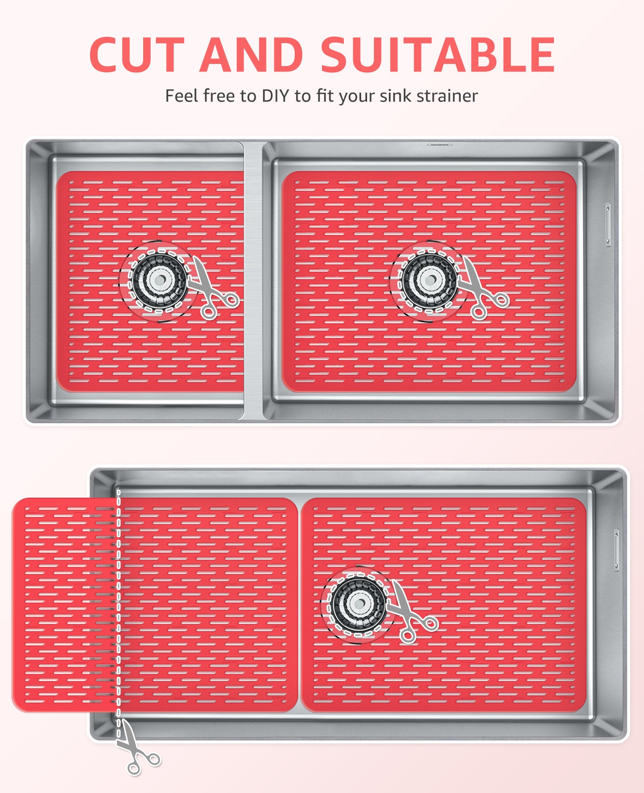 Bligli 15.7x11.8inch Kitchen Sink Mat, PVC Eco-Friendly Bottom Protector with Fast Drain & Anti-Slip