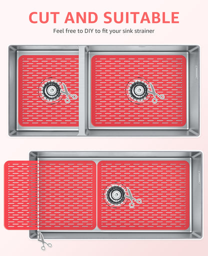 Bligli 15.7x11.8inch Kitchen Sink Mat, PVC Eco-Friendly Bottom Protector with Fast Drain & Anti-Slip