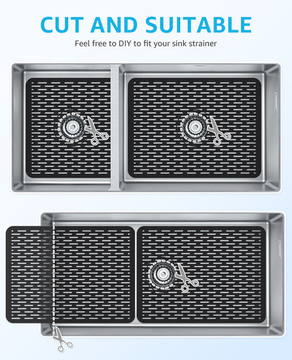 Bligli 15.7x11.8inch Kitchen Sink Mat, PVC Eco-Friendly Bottom Protector with Fast Drain & Anti-Slip