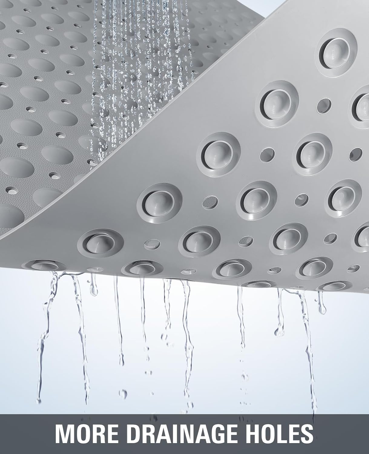 Yolife Extra Large Shower Mat 18.9x30.7" - TPE Non-Slip Bath Mat w/Suction Cups & Drain Holes, Heavy Duty for Shower Stall, Odor-Free