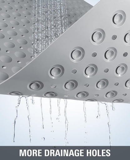 Yolife Extra Large Shower Mat 18.9x30.7" - TPE Non-Slip Bath Mat w/Suction Cups & Drain Holes, Heavy Duty for Shower Stall, Odor-Free