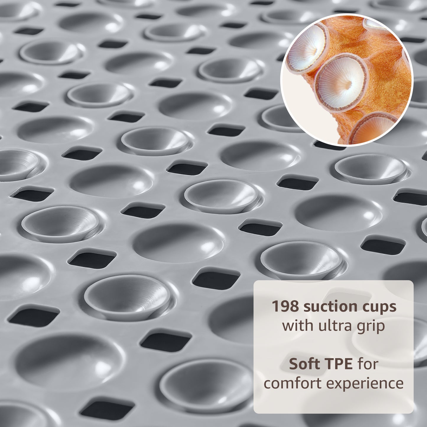 OTHWAY Non Slip Bath Tub Shower Mat with Suction Cups, Drain Holes, Bathtub Floor Liner Mats for Inside Shower Bathroom, Machine Washable, Soft on Feet, 35x16 Inch
