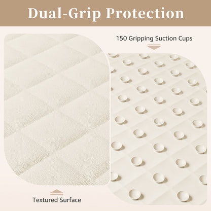 Yolife Non-Slip Bathtub Mat 27.5"x17", Anti-Fatigue Grid Pattern & Suction Cups, Natural Rubber for Shower Tub, Machine Washable