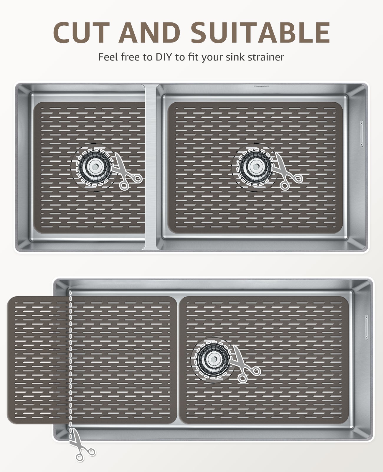 Bligli 15.7x11.8inch Kitchen Sink Mat, PVC Eco-Friendly Bottom Protector with Fast Drain & Anti-Slip