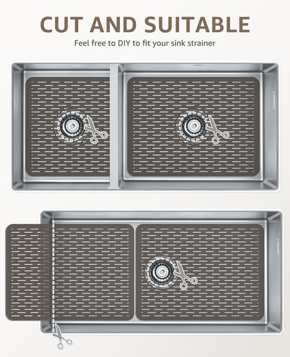 Bligli 15.7x11.8inch Kitchen Sink Mat, PVC Eco-Friendly Bottom Protector with Fast Drain & Anti-Slip