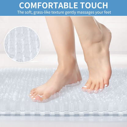 Yolife Non-Slip Grass Bath Mat with Strong Suction Cups, 25.6"x13.4" Quick-Drain Shower Floor Mat for Foot Scrubbing & Massage