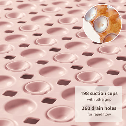 OTHWAY Non Slip Bath Tub Shower Mat with Suction Cups, Drain Holes, Bathtub Floor Liner Mats for Inside Shower Bathroom, Machine Washable, Soft on Feet, 35x16 Inch