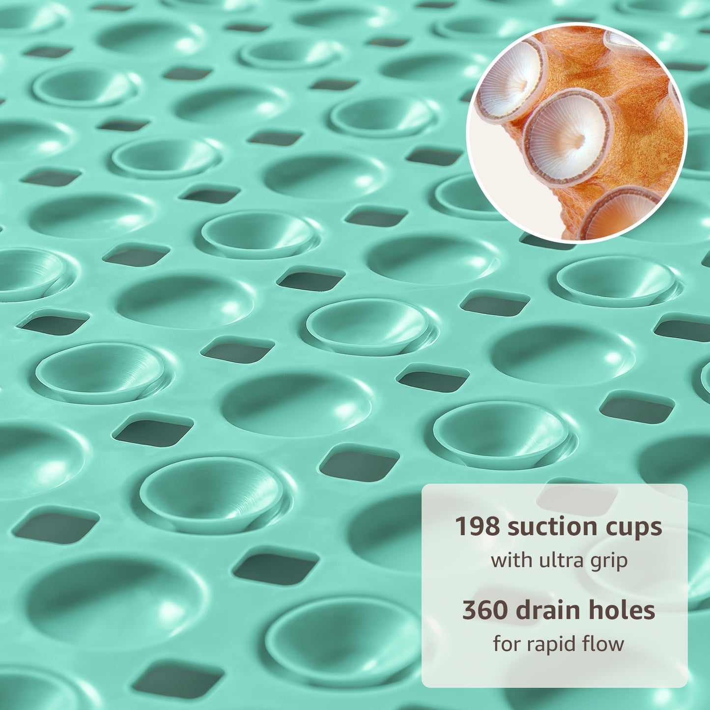 OTHWAY Non Slip Bath Tub Shower Mat with Suction Cups, Drain Holes, Bathtub Floor Liner Mats for Inside Shower Bathroom, Machine Washable, Soft on Feet, 35x16 Inch