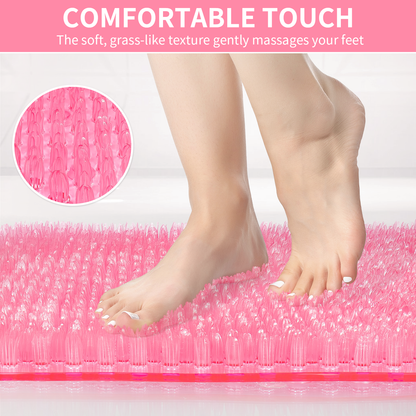 Yolife Non-Slip Grass Bath Mat with Strong Suction Cups, 25.6"x13.4" Quick-Drain Shower Floor Mat for Foot Scrubbing & Massage