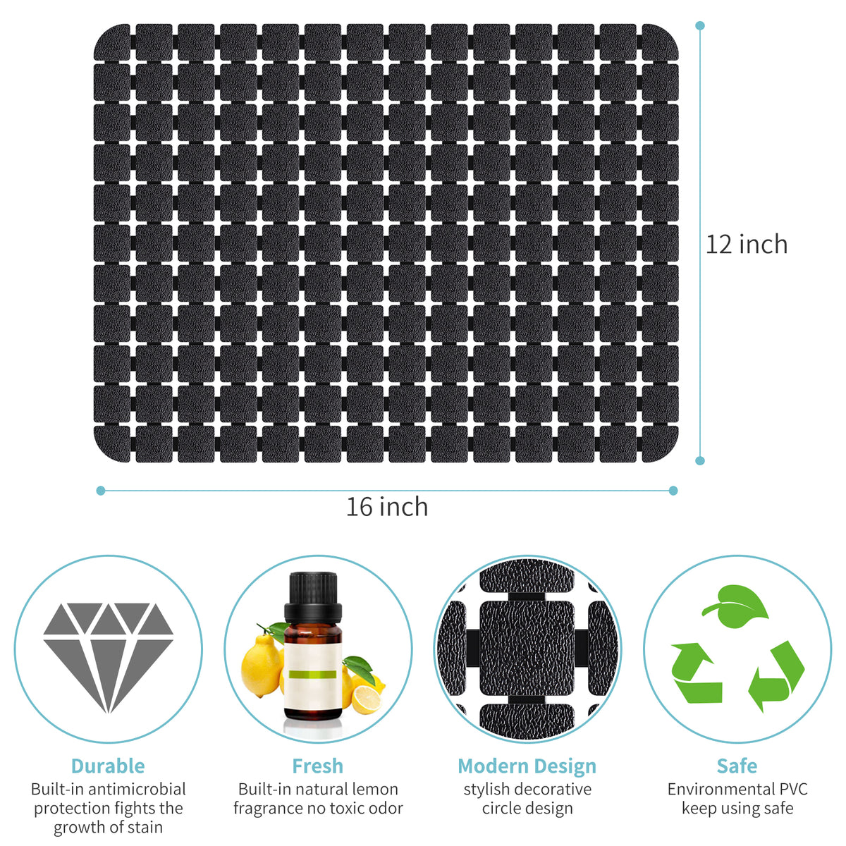 OTHWAY 2-Pack Square Sink Mats,Non-Slip Sink Mats for Kitchen, Quick-Dry Dish Drying Pad & Cabinet Protector, Flexible PVC Sink Grid Liner for Stainless Steel/Ceramic Sinks, 15.7"x11.8"
