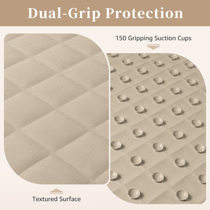 Yolife Non-Slip Bathtub Mat 27.5"x17", Anti-Fatigue Grid Pattern & Suction Cups, Natural Rubber for Shower Tub, Machine Washable