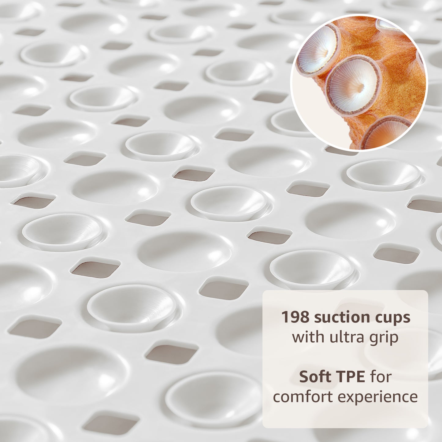 OTHWAY Non Slip Bath Tub Shower Mat with Suction Cups, Drain Holes, Bathtub Floor Liner Mats for Inside Shower Bathroom, Machine Washable, Soft on Feet, 35x16 Inch