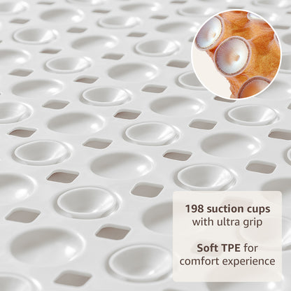 OTHWAY Non Slip Bath Tub Shower Mat with Suction Cups, Drain Holes, Bathtub Floor Liner Mats for Inside Shower Bathroom, Machine Washable, Soft on Feet, 35x16 Inch
