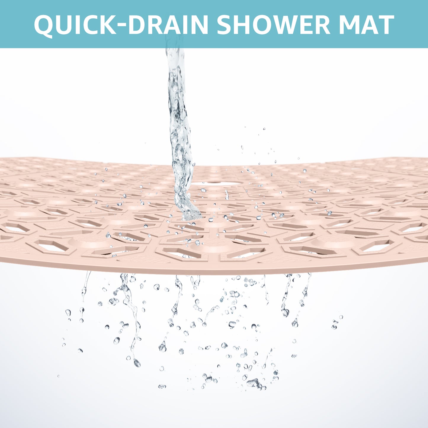 OTHWAY Square Shower Mat, 27"x 27" Extra Large Shower Mats for Inside Shower, TPE Anti Slip Shower Mat with Suction Cups Drain Holes, Machine Washable Shower Floor Mat