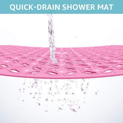OTHWAY Square Shower Mat, 27"x 27" Extra Large Shower Mats for Inside Shower, TPE Anti Slip Shower Mat with Suction Cups Drain Holes, Machine Washable Shower Floor Mat