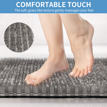 Yolife Non-Slip Grass Bath Mat with Strong Suction Cups, 25.6"x13.4" Quick-Drain Shower Floor Mat for Foot Scrubbing & Massage