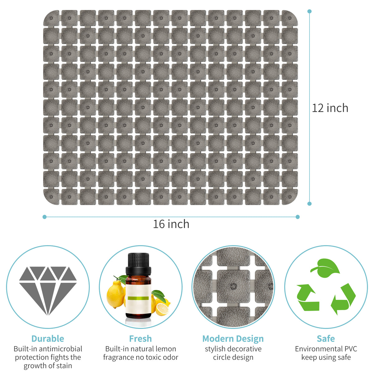 OTHWAY 2-Pack Square Sink Mats,Non-Slip Sink Mats for Kitchen, Quick-Dry Dish Drying Pad & Cabinet Protector, Flexible PVC Sink Grid Liner for Stainless Steel/Ceramic Sinks, 15.7"x11.8"
