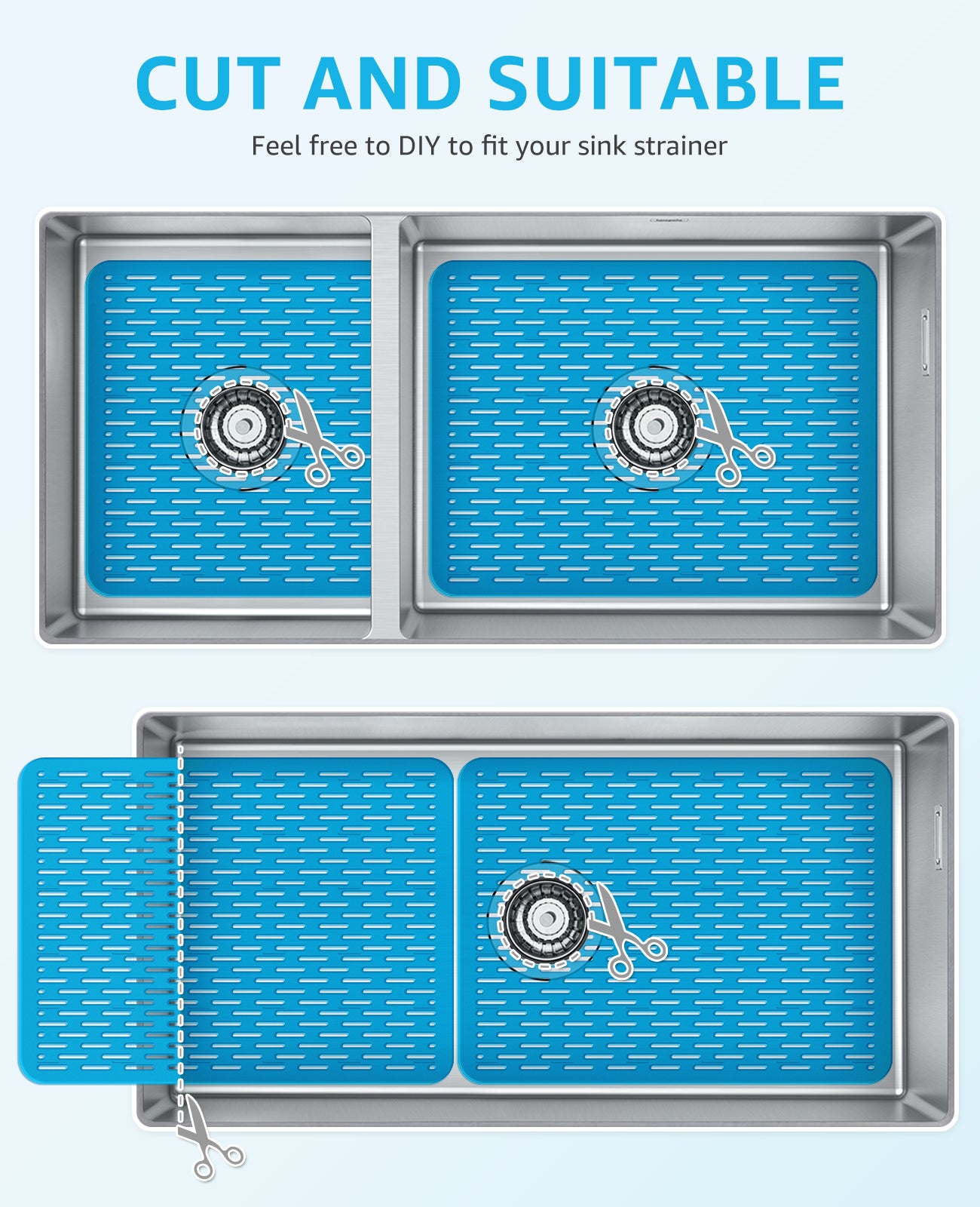 Bligli 15.7x11.8inch Kitchen Sink Mat, PVC Eco-Friendly Bottom Protector with Fast Drain & Anti-Slip