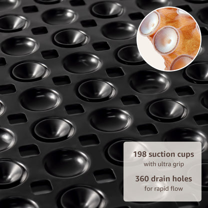 OTHWAY Non Slip Bath Tub Shower Mat with Suction Cups, Drain Holes, Bathtub Floor Liner Mats for Inside Shower Bathroom, Machine Washable, Soft on Feet, 35x16 Inch