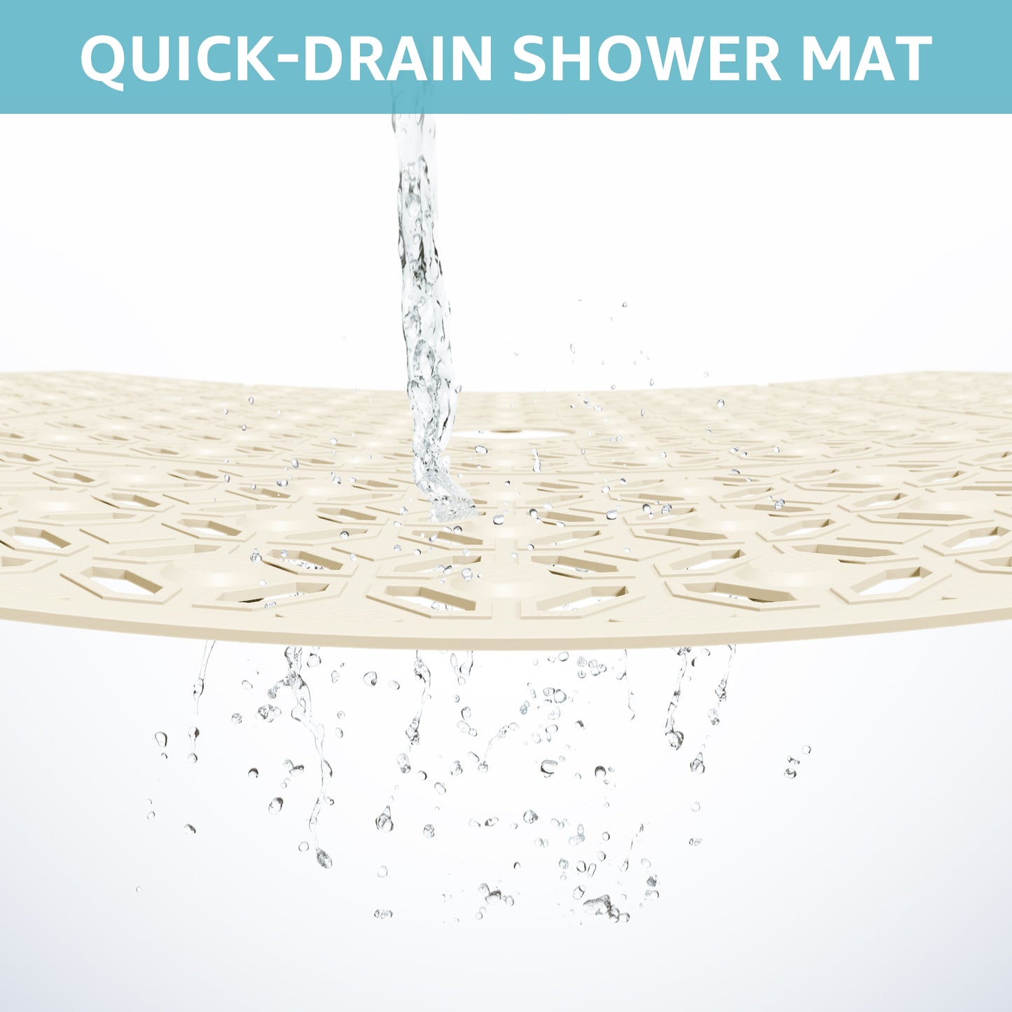 OTHWAY Square Shower Mat, 27"x 27" Extra Large Shower Mats for Inside Shower, TPE Anti Slip Shower Mat with Suction Cups Drain Holes, Machine Washable Shower Floor Mat