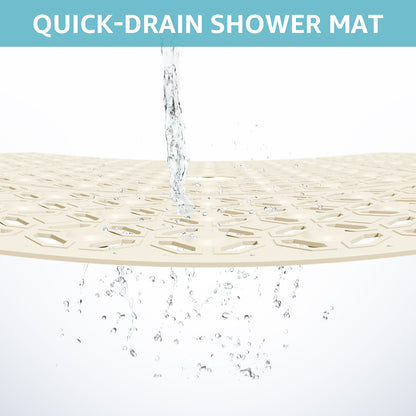 OTHWAY Square Shower Mat, 27"x 27" Extra Large Shower Mats for Inside Shower, TPE Anti Slip Shower Mat with Suction Cups Drain Holes, Machine Washable Shower Floor Mat