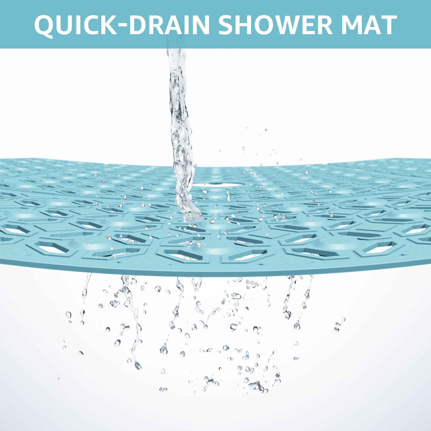 OTHWAY Square Shower Mat, 27"x 27" Extra Large Shower Mats for Inside Shower, TPE Anti Slip Shower Mat with Suction Cups Drain Holes, Machine Washable Shower Floor Mat