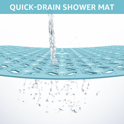 OTHWAY Square Shower Mat, 27"x 27" Extra Large Shower Mats for Inside Shower, TPE Anti Slip Shower Mat with Suction Cups Drain Holes, Machine Washable Shower Floor Mat