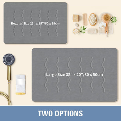 OTHWAY 32"x 20" Stone Bath Mat Large, Diatomaceous Earth Bath Mat for Bathroom Quick Drying Absorbing, Long Non-Slip Diatomite Hard Stone Shower Mat Instant Dry