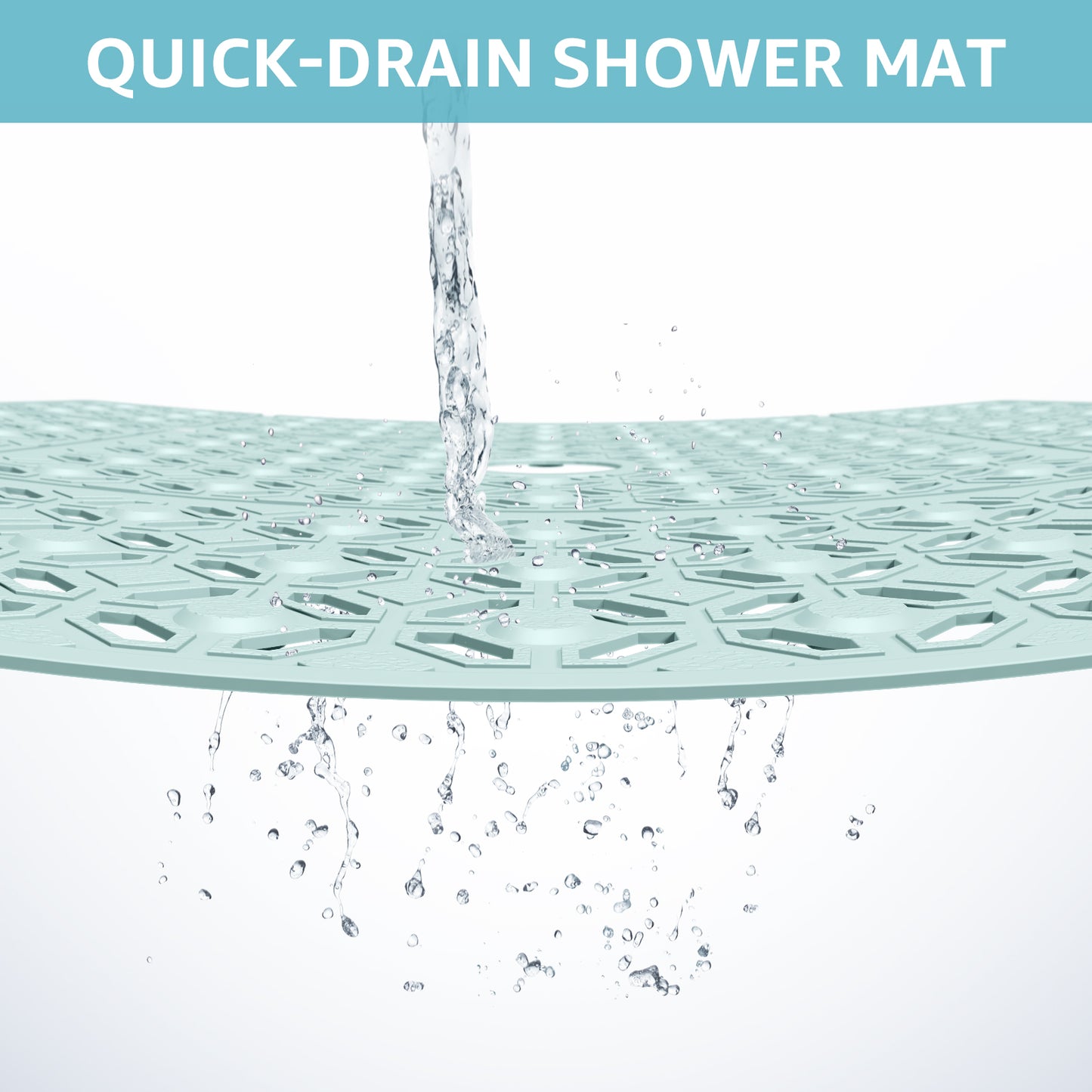 OTHWAY Square Shower Mat, 27"x 27" Extra Large Shower Mats for Inside Shower, TPE Anti Slip Shower Mat with Suction Cups Drain Holes, Machine Washable Shower Floor Mat