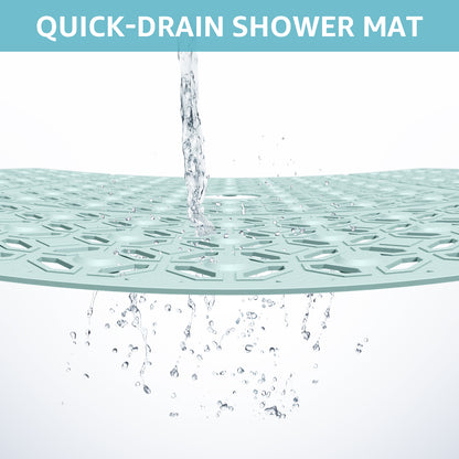 OTHWAY Square Shower Mat, 27"x 27" Extra Large Shower Mats for Inside Shower, TPE Anti Slip Shower Mat with Suction Cups Drain Holes, Machine Washable Shower Floor Mat
