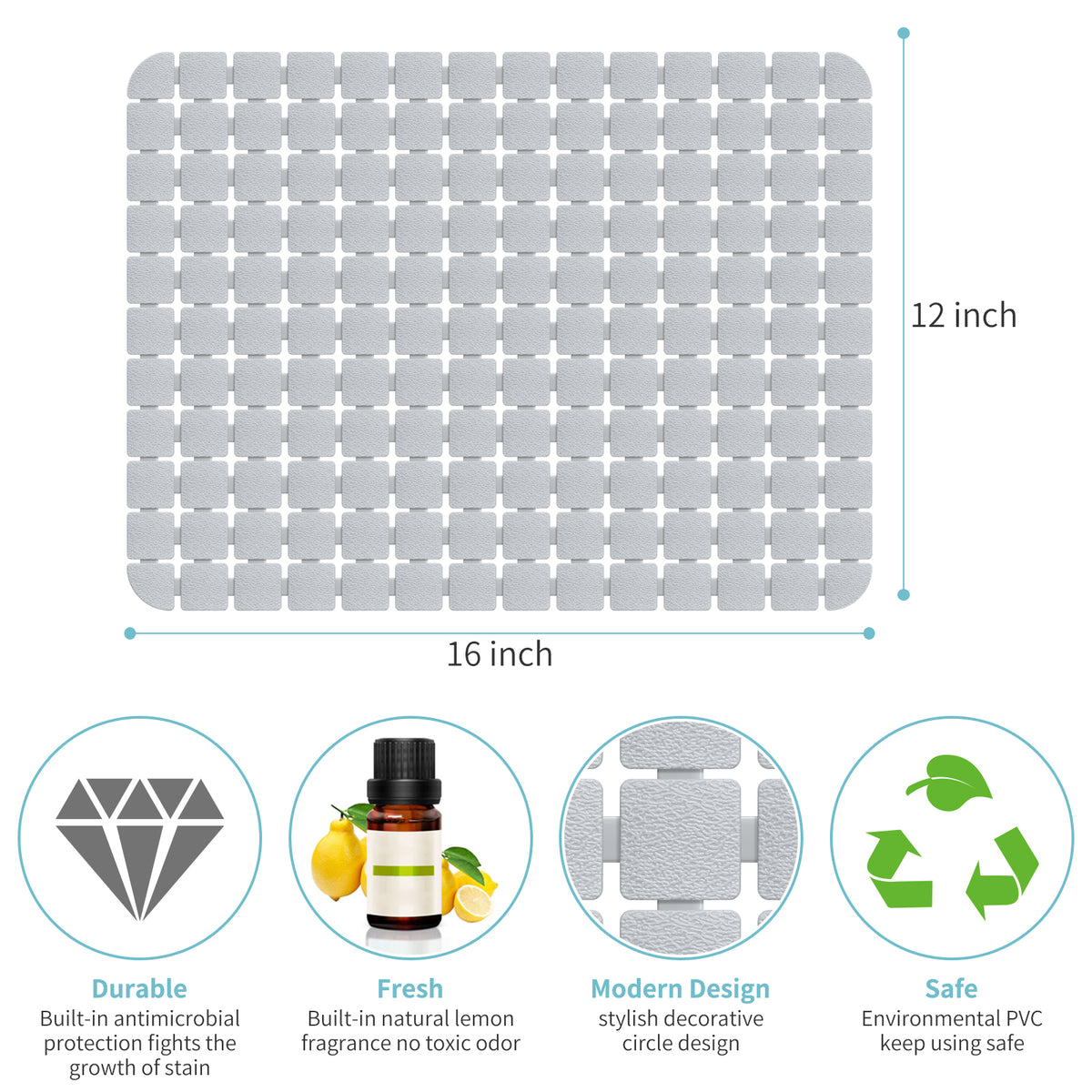 OTHWAY 2-Pack Square Sink Mats,Non-Slip Sink Mats for Kitchen, Quick-Dry Dish Drying Pad & Cabinet Protector, Flexible PVC Sink Grid Liner for Stainless Steel/Ceramic Sinks, 15.7"x11.8"