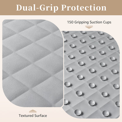 Yolife Non-Slip Bathtub Mat 27.5"x17", Anti-Fatigue Grid Pattern & Suction Cups, Natural Rubber for Shower Tub, Machine Washable
