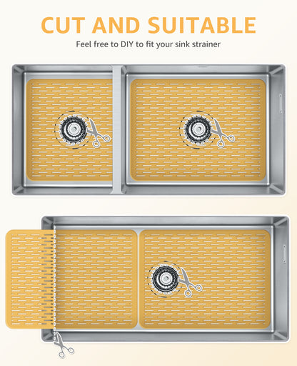 Bligli 15.7x11.8inch Kitchen Sink Mat, PVC Eco-Friendly Bottom Protector with Fast Drain & Anti-Slip