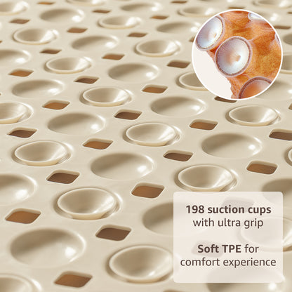 OTHWAY Non Slip Bath Tub Shower Mat with Suction Cups, Drain Holes, Bathtub Floor Liner Mats for Inside Shower Bathroom, Machine Washable, Soft on Feet, 35x16 Inch