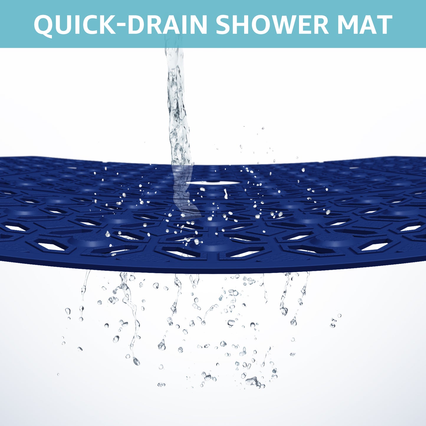 OTHWAY Square Shower Mat, 27"x 27" Extra Large Shower Mats for Inside Shower, TPE Anti Slip Shower Mat with Suction Cups Drain Holes, Machine Washable Shower Floor Mat