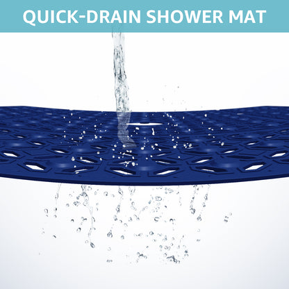OTHWAY Square Shower Mat, 27"x 27" Extra Large Shower Mats for Inside Shower, TPE Anti Slip Shower Mat with Suction Cups Drain Holes, Machine Washable Shower Floor Mat