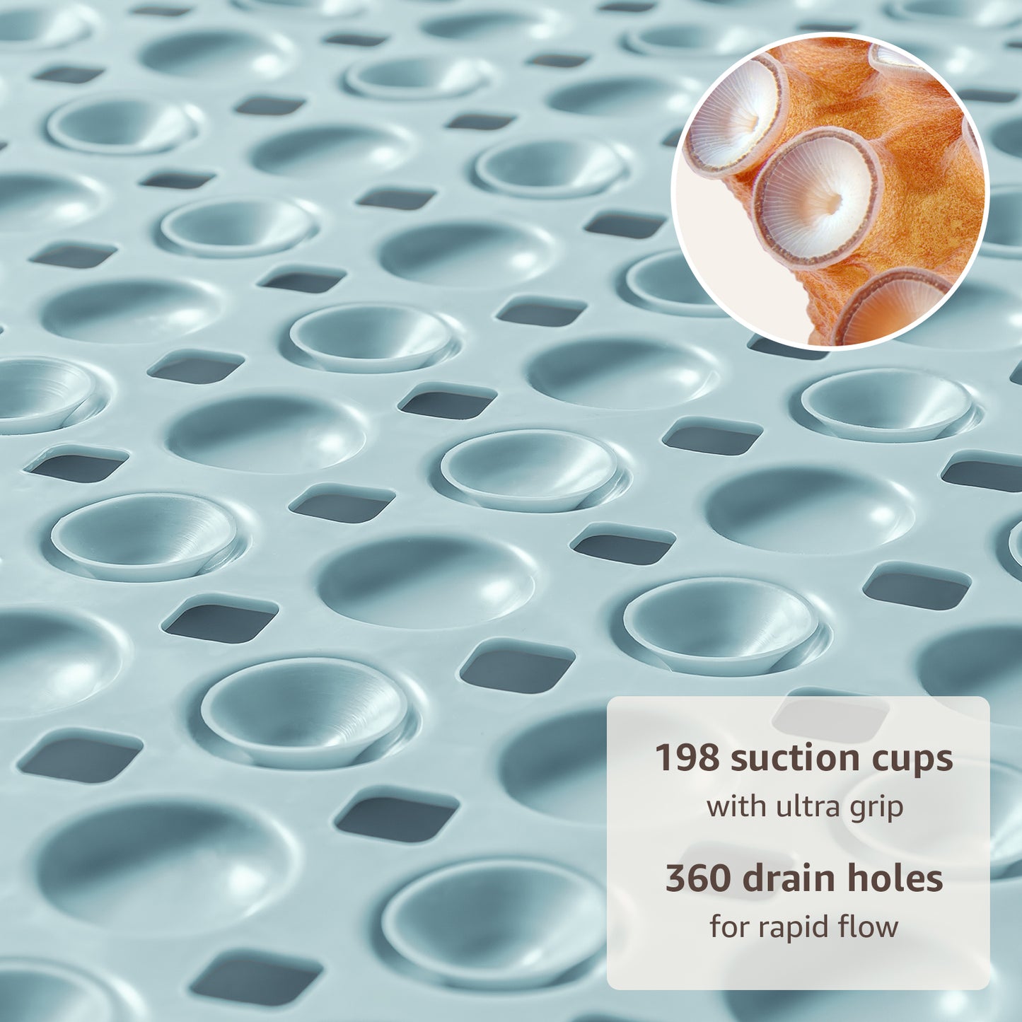 OTHWAY Non Slip Bath Tub Shower Mat with Suction Cups, Drain Holes, Bathtub Floor Liner Mats for Inside Shower Bathroom, Machine Washable, Soft on Feet, 35x16 Inch