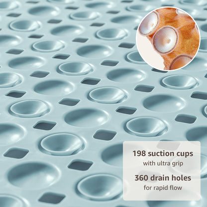 OTHWAY Non Slip Bath Tub Shower Mat with Suction Cups, Drain Holes, Bathtub Floor Liner Mats for Inside Shower Bathroom, Machine Washable, Soft on Feet, 35x16 Inch