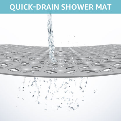 OTHWAY Square Shower Mat, 27"x 27" Extra Large Shower Mats for Inside Shower, TPE Anti Slip Shower Mat with Suction Cups Drain Holes, Machine Washable Shower Floor Mat