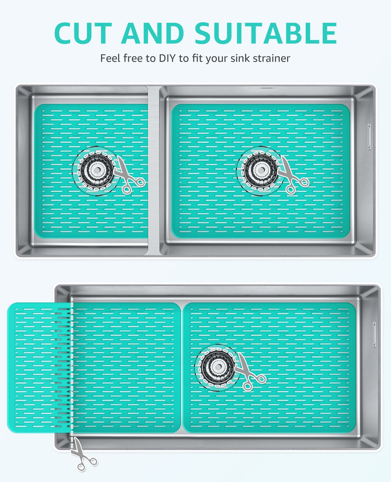 Bligli 15.7x11.8inch Kitchen Sink Mat, PVC Eco-Friendly Bottom Protector with Fast Drain & Anti-Slip