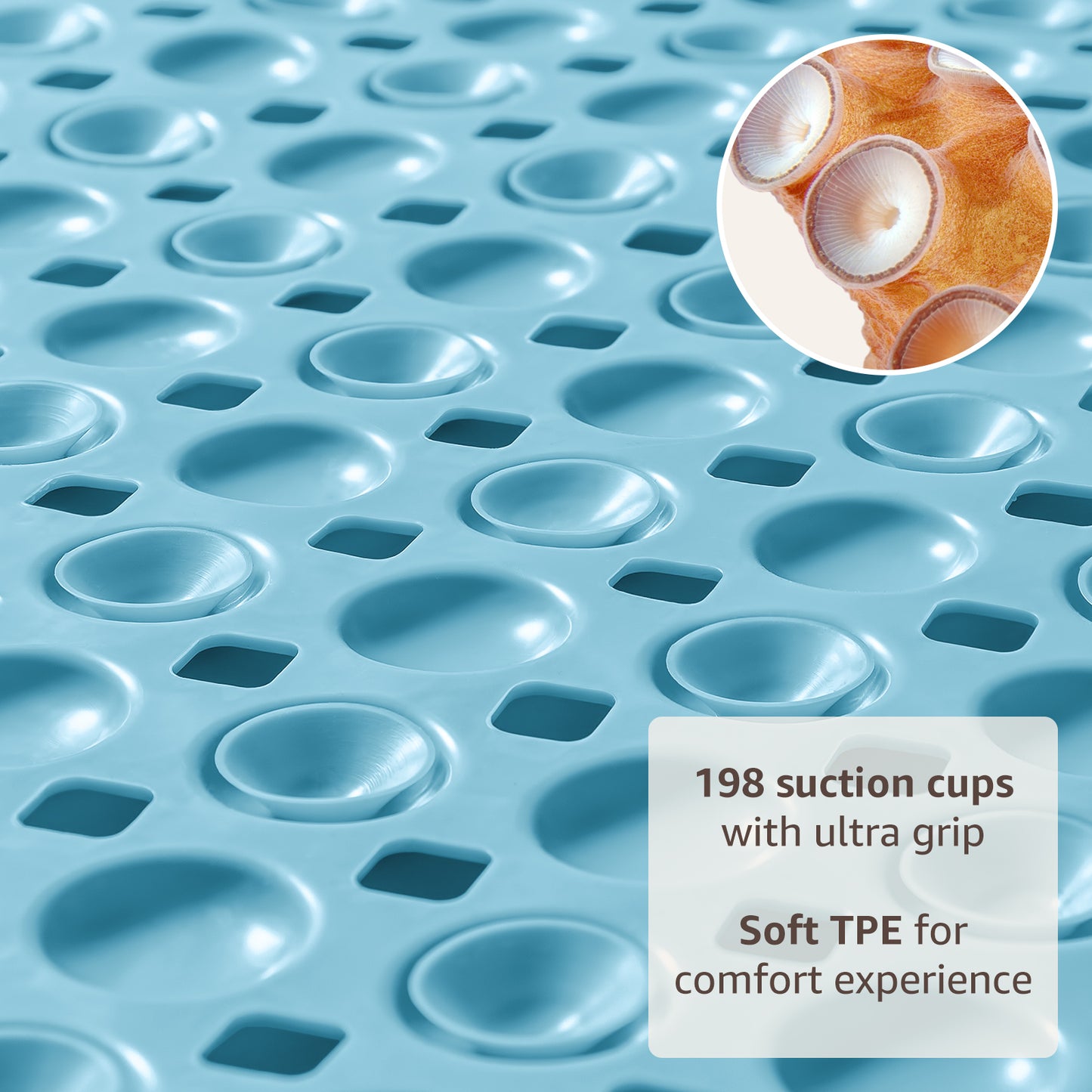 OTHWAY Non Slip Bath Tub Shower Mat with Suction Cups, Drain Holes, Bathtub Floor Liner Mats for Inside Shower Bathroom, Machine Washable, Soft on Feet, 35x16 Inch