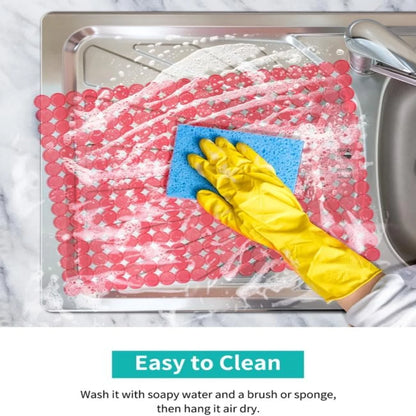 Bligli Round Sink Mats 2-Pack ,Non-Slip PVC Sink Protector, Fits Stainless Steel / Ceramic Sinks,15.7 x 11.8 inch,Fast Draining Dot Design for Kitchen Sink