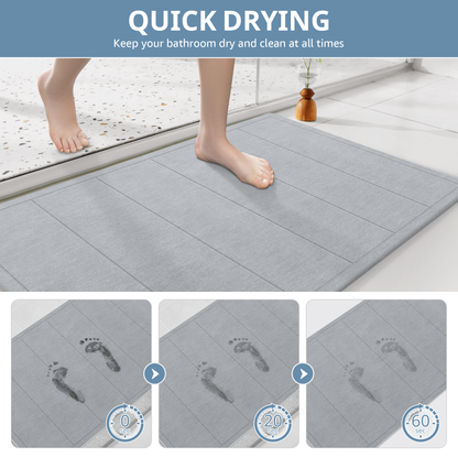 Yolife 32"x 20" Diatomite Bath Mat, Super Absorbent Quick-Dry Stone Bathroom Floor Mat, Non-Slip Natural Diatomaceous Earth Shower Rug, Large Bath Pad for Bathroom, Kitchen, Entryway, Easy to Clean